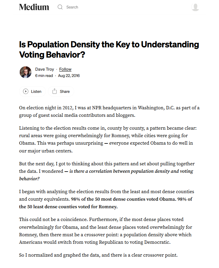 Is Population Density the Key to Understanding Voting Behavior?